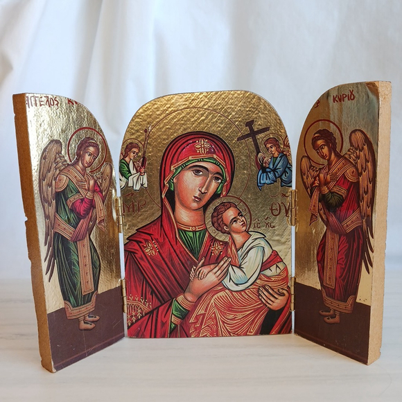 Vintage Mother Of God Virgin Mary Byzantine Wood Icon
